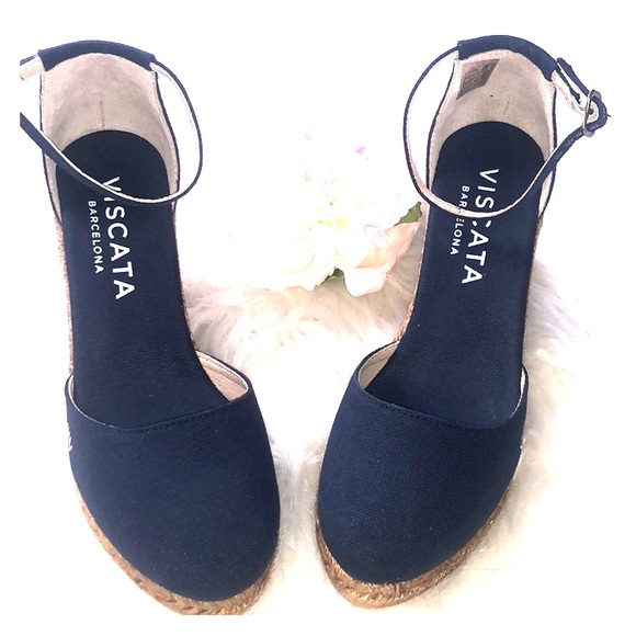 Viscata Navy 41 Wedge‎ Espadrilles New Ankle - Picture 1 of 8